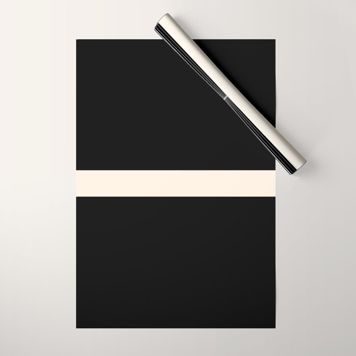 Single Stripe Minimalist Modern Color Block in Almond Cream and Black Wrapping Paper Gallery Image 1