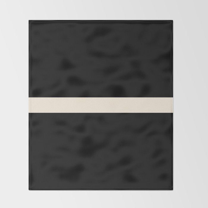 Single Stripe Minimalist Modern Color Block in Almond Cream and Black Throw Blanket Gallery Image 2