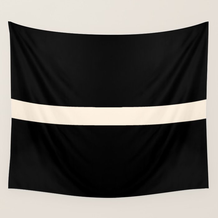 Single Stripe Minimalist Modern Color Block in Almond Cream and Black Wall Tapestry Gallery Image 4