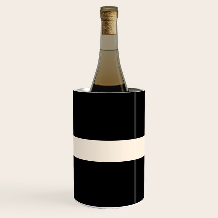 Single Stripe Minimalist Modern Color Block in Almond Cream and Black Wine Chiller Gallery Image 1