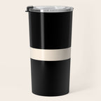 Single Stripe Minimalist Modern Color Block in Almond Cream and Black Travel Mug Gallery Image 3