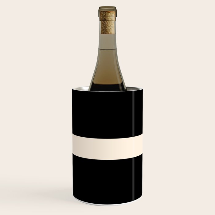 Single Stripe Minimalist Modern Color Block in Almond Cream and Black Wine Chiller Gallery Image 3