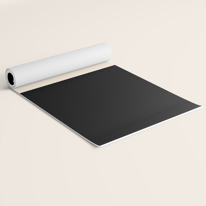 Single Stripe Minimalist Modern Color Block in Almond Cream and Black Yoga Mat Gallery Image 2