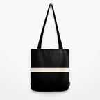 Single Stripe Minimalist Modern Color Block in Almond Cream and Black Tote Bag Gallery Image 2