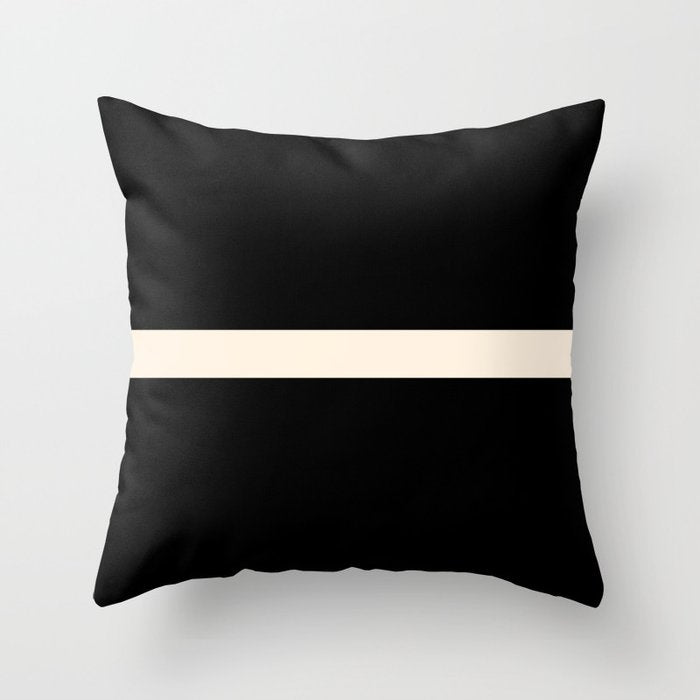 Single Stripe Minimalist Modern Color Block in Almond Cream and Black Throw Pillow Gallery Image 6