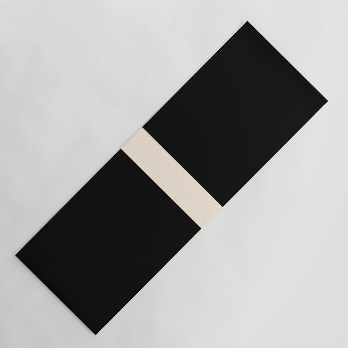 Single Stripe Minimalist Modern Color Block in Almond Cream and Black Yoga Mat Gallery Image 1