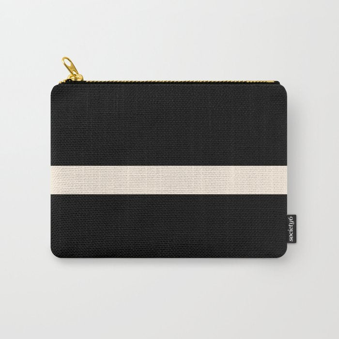 Single Stripe Minimalist Modern Color Block in Almond Cream and Black Carry All Pouch Gallery Image 1