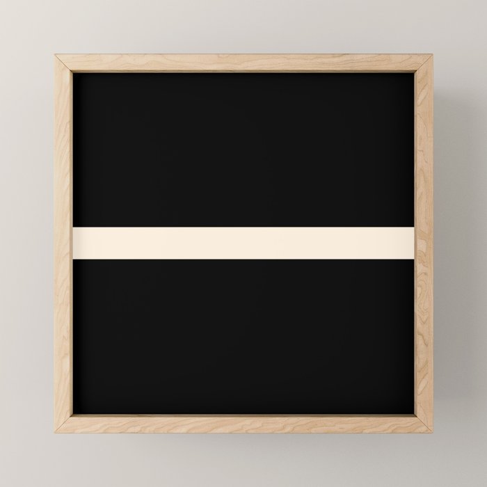 Single Stripe Minimalist Modern Color Block in Almond Cream and Black Mini Art Print Gallery Image 1