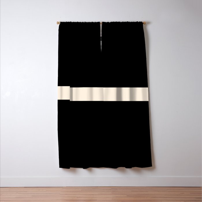 Single Stripe Minimalist Modern Color Block in Almond Cream and Black Window Curtain Gallery Image 3