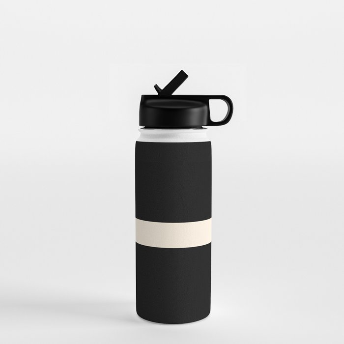 Single Stripe Minimalist Modern Color Block in Almond Cream and Black Water Bottle Gallery Image 1