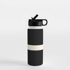 Single Stripe Minimalist Modern Color Block in Almond Cream and Black Water Bottle Gallery Image 1