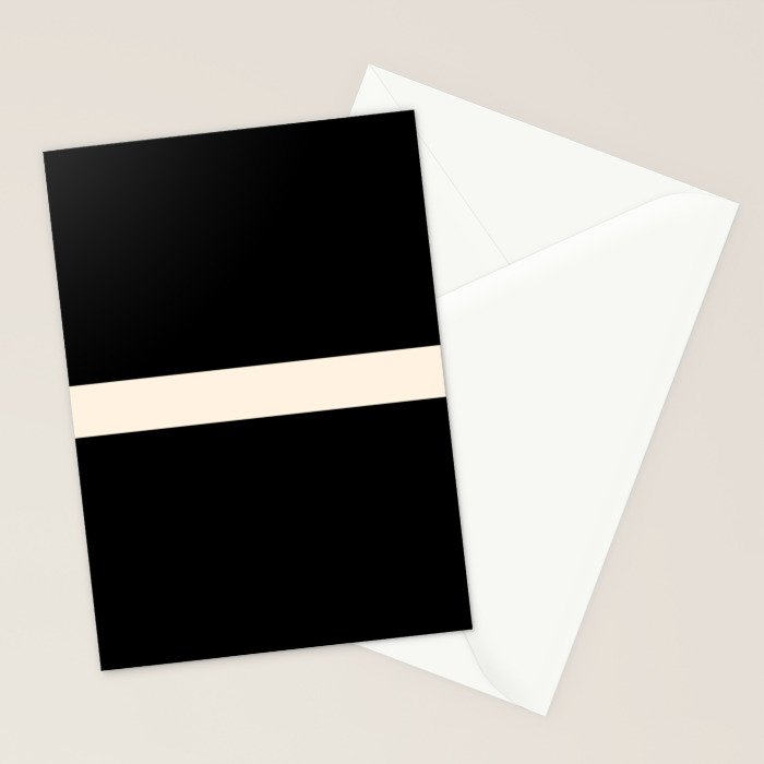 Single Stripe Minimalist Modern Color Block in Almond Cream and Black Stationery Card Gallery Image 2