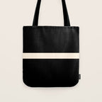 Single Stripe Minimalist Modern Color Block in Almond Cream and Black Tote Bag Gallery Image 1