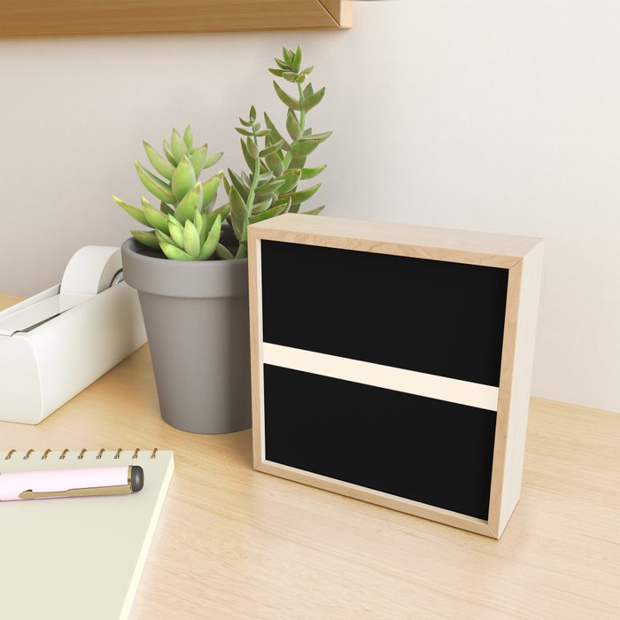 Single Stripe Minimalist Modern Color Block in Almond Cream and Black Mini Art Print Gallery Image 2