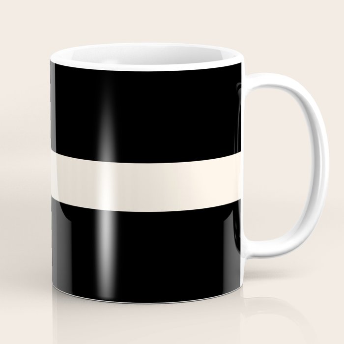 Single Stripe Minimalist Modern Color Block in Almond Cream and Black Coffee Mug Gallery Image 1