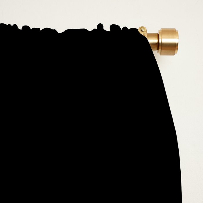 Single Stripe Minimalist Modern Color Block in Almond Cream and Black Window Curtain Gallery Image 2