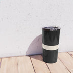 Single Stripe Minimalist Modern Color Block in Almond Cream and Black Travel Mug Gallery Image 4
