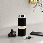 Single Stripe Minimalist Modern Color Block in Almond Cream and Black Water Bottle Gallery Image 4
