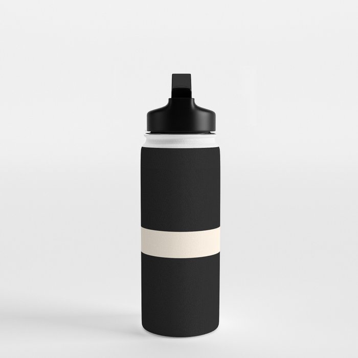 Single Stripe Minimalist Modern Color Block in Almond Cream and Black Water Bottle Gallery Image 3