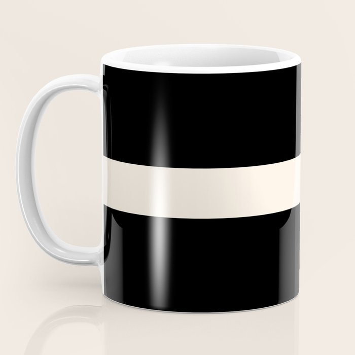 Single Stripe Minimalist Modern Color Block in Almond Cream and Black Coffee Mug Gallery Image 3