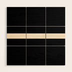 Single Stripe Minimalist Modern Color Block in Almond Cream and Black Wood Wall Art Gallery Image 1