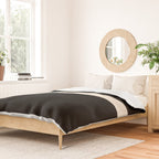 Single Stripe Minimalist Modern Color Block in Almond Cream and Black Duvet Cover Gallery Image 2