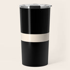 Single Stripe Minimalist Modern Color Block in Almond Cream and Black Travel Mug Gallery Image 1