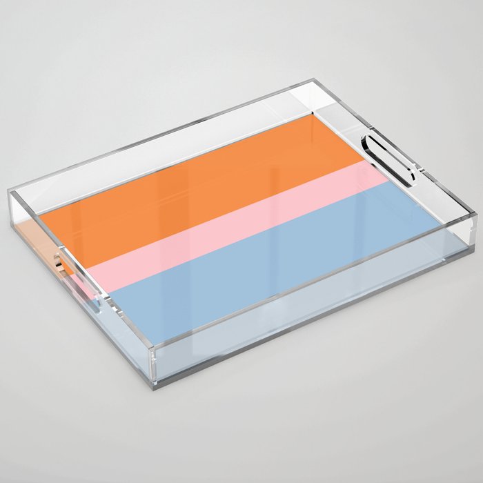 Color Block Striped Solid Orange Pink Light Blue Acrylic Tray Gallery Image 1