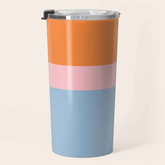Color Block Striped Solid Orange Pink Light Blue Travel Mug Gallery Image 3