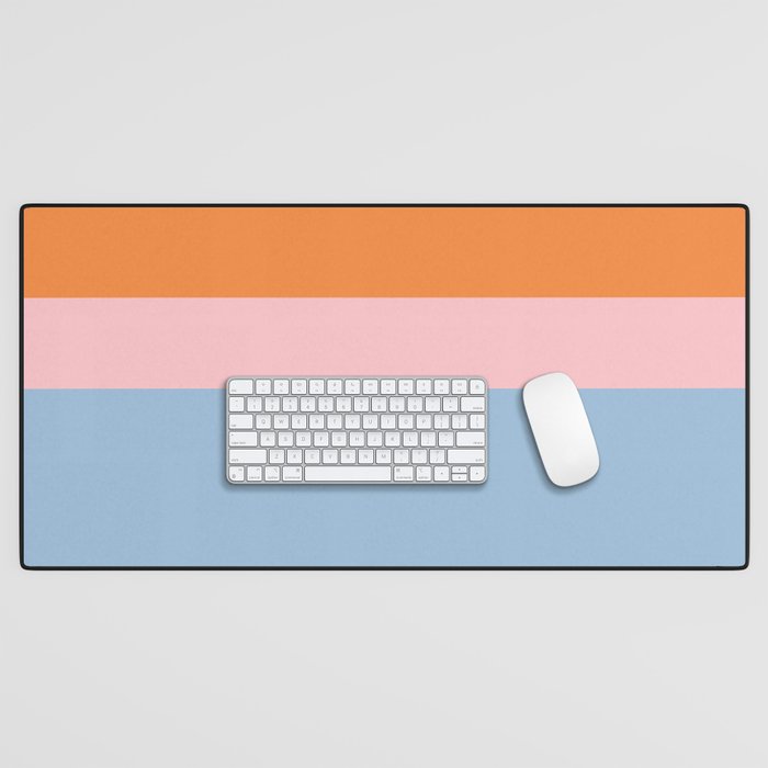 Color Block Striped Solid Orange Pink Light Blue Desk Mat Gallery Image 1