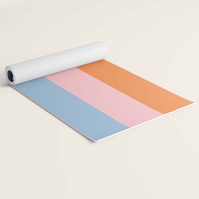 Color Block Striped Solid Orange Pink Light Blue Yoga Mat Gallery Image 2