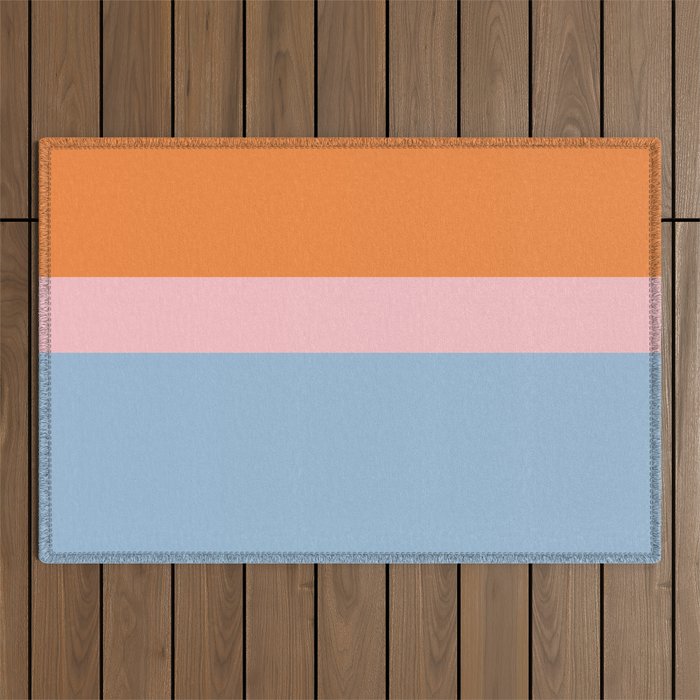 Color Block Striped Solid Orange Pink Light Blue Outdoor Rug Gallery Image 1