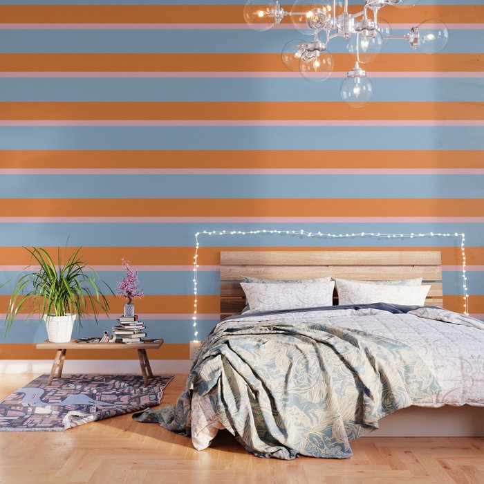 Color Block Striped Solid Orange Pink Light Blue Wallpaper Gallery Image 1