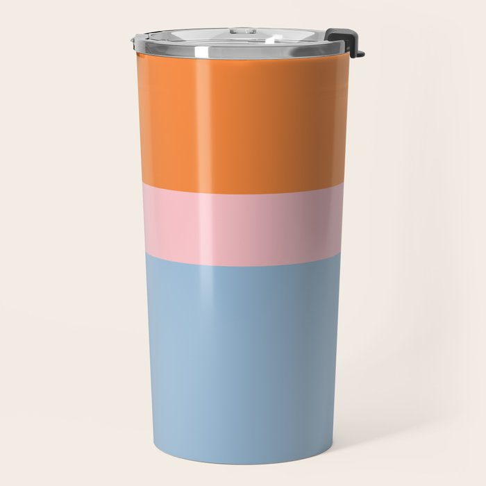 Color Block Striped Solid Orange Pink Light Blue Travel Mug Gallery Image 2