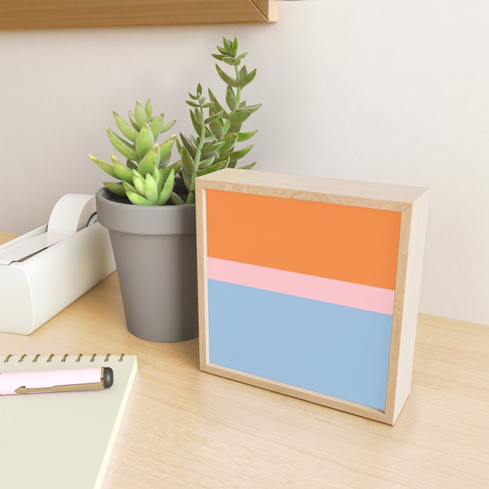 Color Block Striped Solid Orange Pink Light Blue Mini Art Print Gallery Image 2