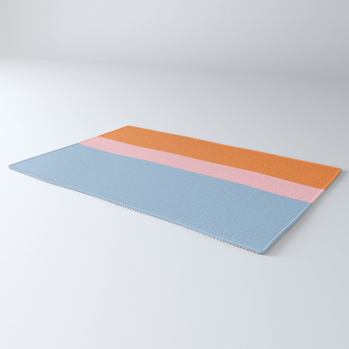 Color Block Striped Solid Orange Pink Light Blue Rug Gallery Image 3