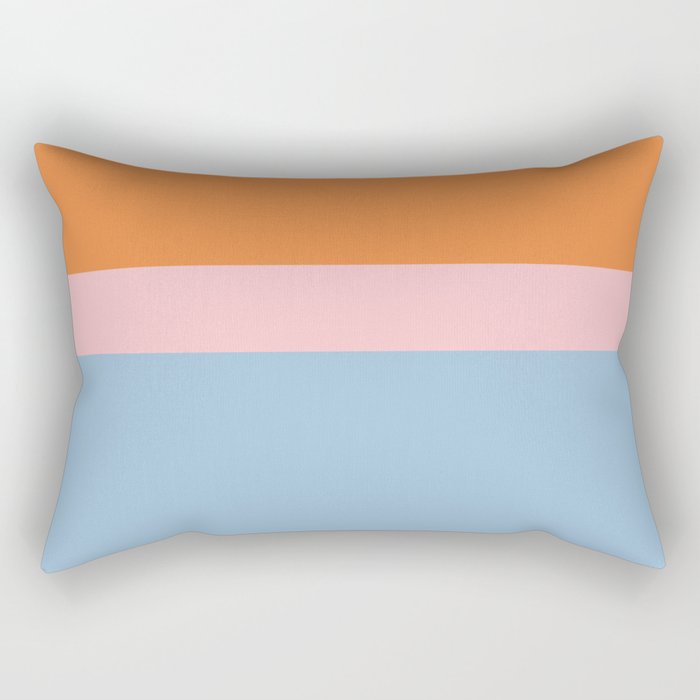 Color Block Striped Solid Orange Pink Light Blue Rectangular Pillow Gallery Image 2