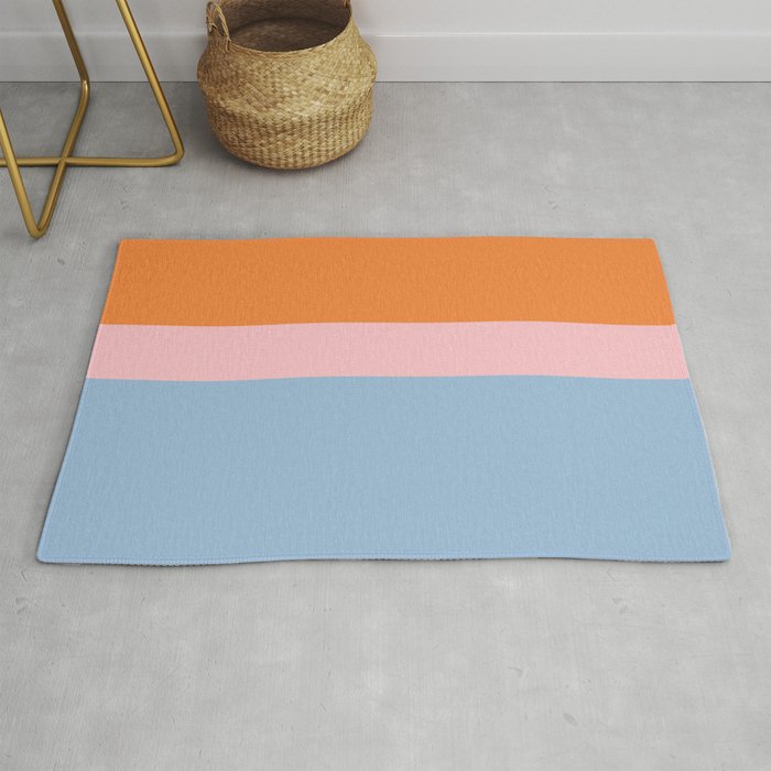 Color Block Striped Solid Orange Pink Light Blue Rug Gallery Image 1