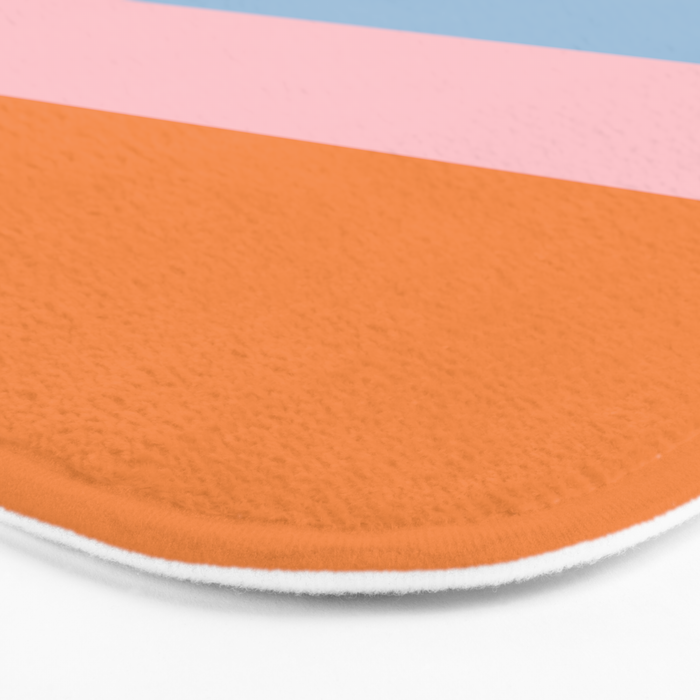 Color Block Striped Solid Orange Pink Light Blue Bath Mat Gallery Image 3