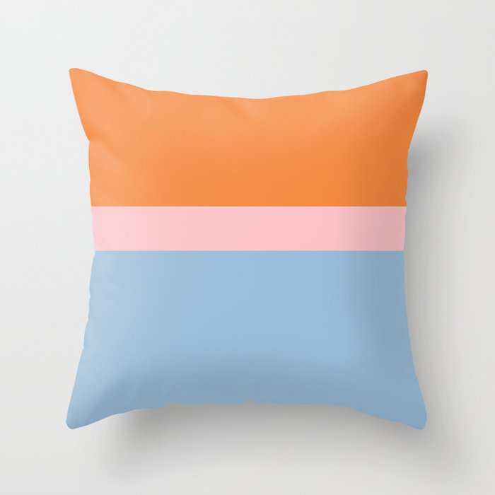 Color Block Striped Solid Orange Pink Light Blue Throw Pillow Gallery Image 1