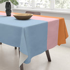 Color Block Striped Solid Orange Pink Light Blue Tablecloth Gallery Image 3