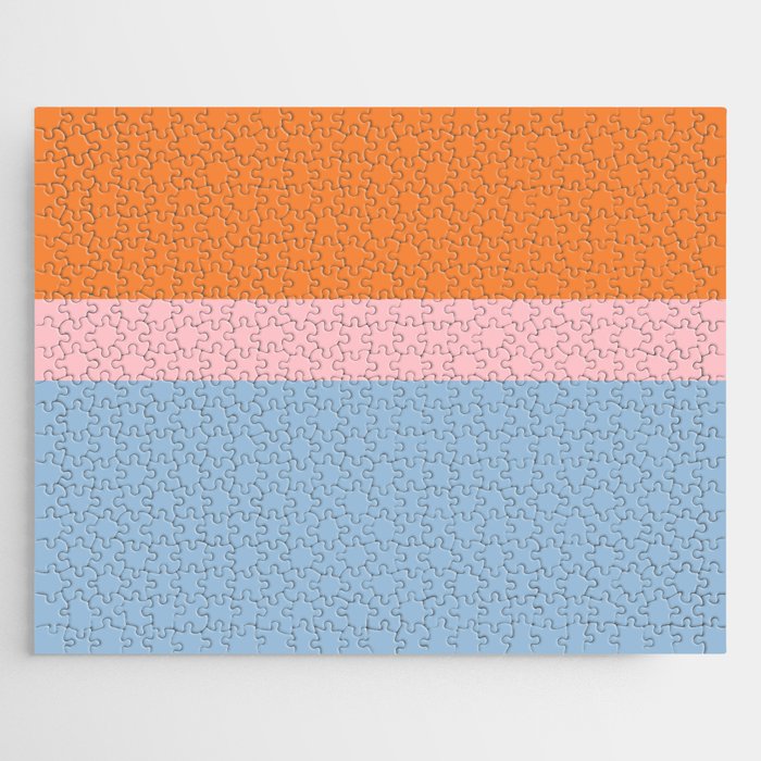 Color Block Striped Solid Orange Pink Light Blue Jigsaw Puzzle Gallery Image 1