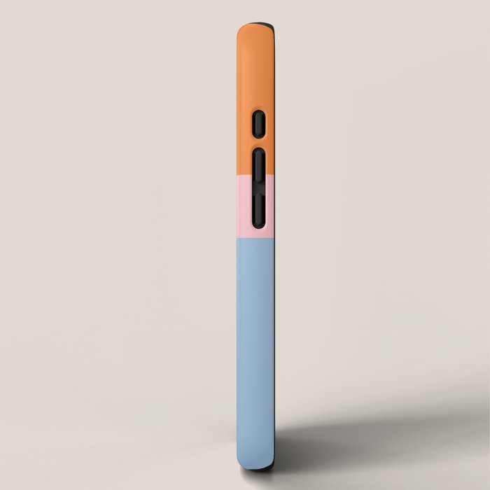 Color Block Striped Solid Orange Pink Light Blue iPhone Case Gallery Image 2