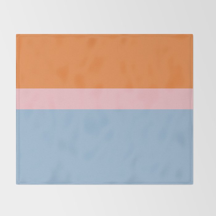 Color Block Striped Solid Orange Pink Light Blue Throw Blanket Gallery Image 2