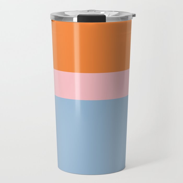 Color Block Striped Solid Orange Pink Light Blue Travel Mug Gallery Image 1