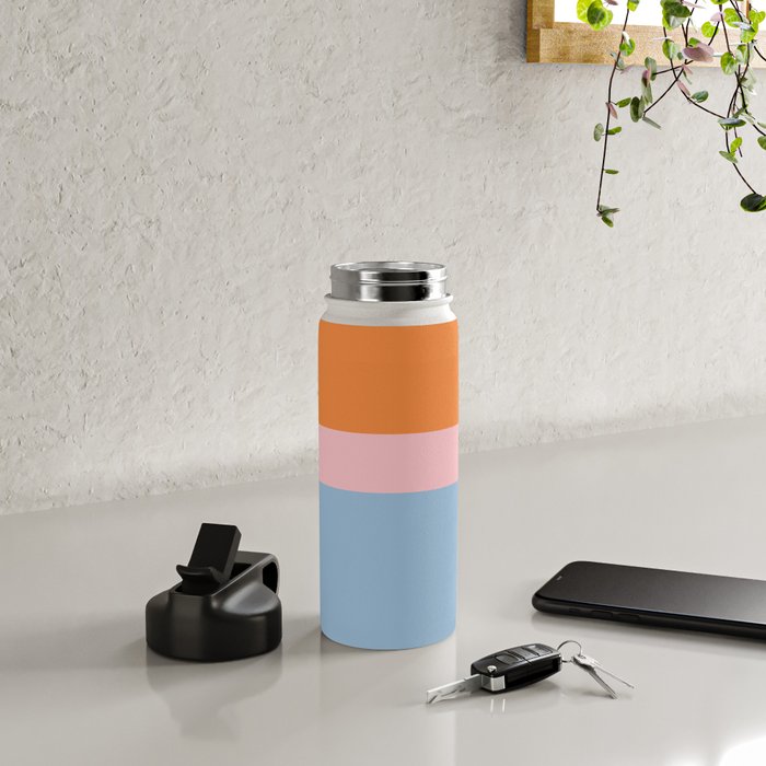 Color Block Striped Solid Orange Pink Light Blue Water Bottle Gallery Image 4