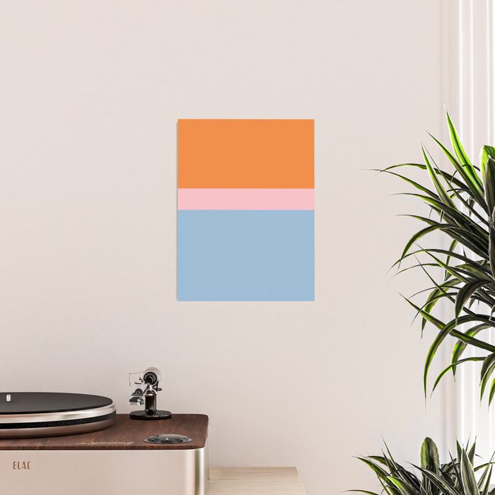Color Block Striped Solid Orange Pink Light Blue Poster Gallery Image 2