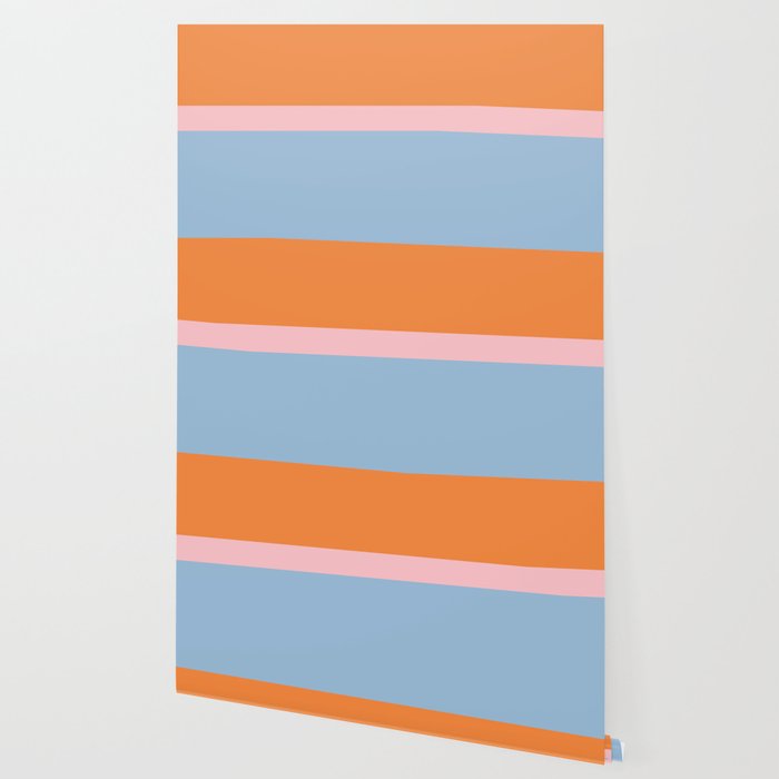 Color Block Striped Solid Orange Pink Light Blue Wallpaper Gallery Image 2