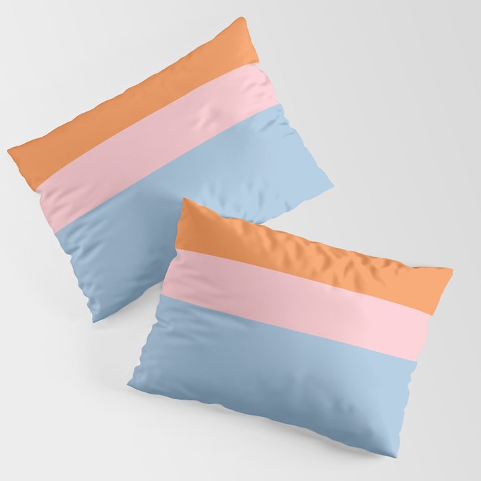 Color Block Striped Solid Orange Pink Light Blue Pillow Sham Gallery Image 3