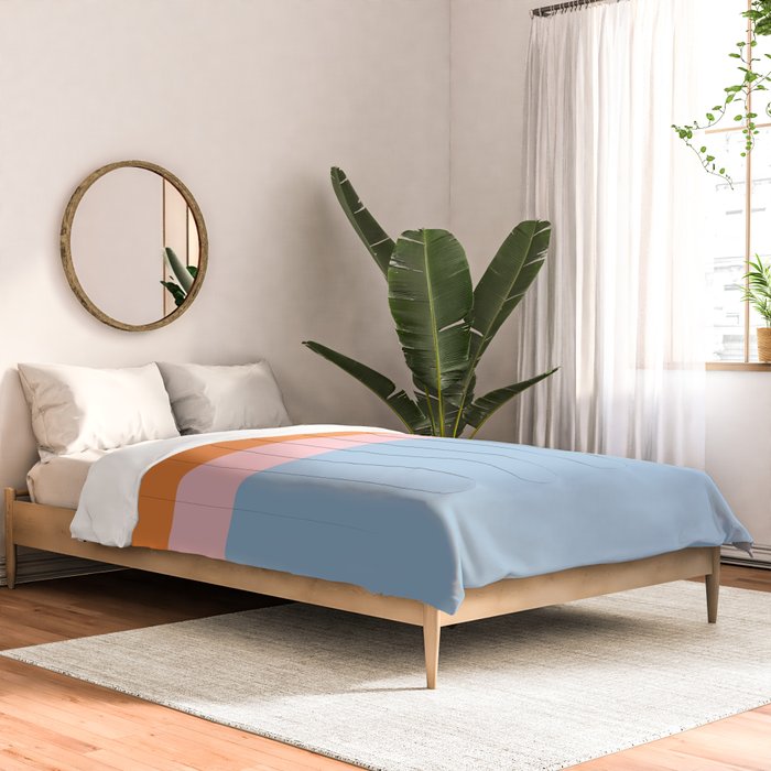 Color Block Striped Solid Orange Pink Light Blue Comforter Gallery Image 2